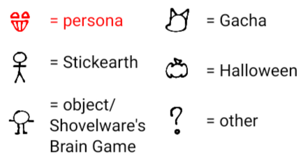 persona, stickearth, object/shovelware's brain game, gacha, halloween, other